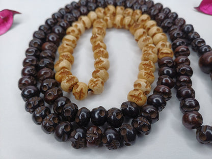 108 Handcarved Skull Bone  Beads,Bone Meditation Mala, Antique bone necklace,Ethnic Bone Jewellery,Tibetan Buddhist Prayer Skull Bone Mala,