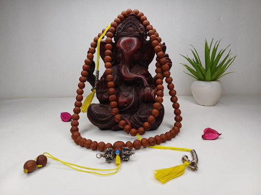 11-12mm  Old Phoenix One Eye Bodhi Seeds Mala With Yellow Counters,Buddhist beads,Tibetan Bodhi Beads,Prayer Mala,Nepali Bodhi Seed