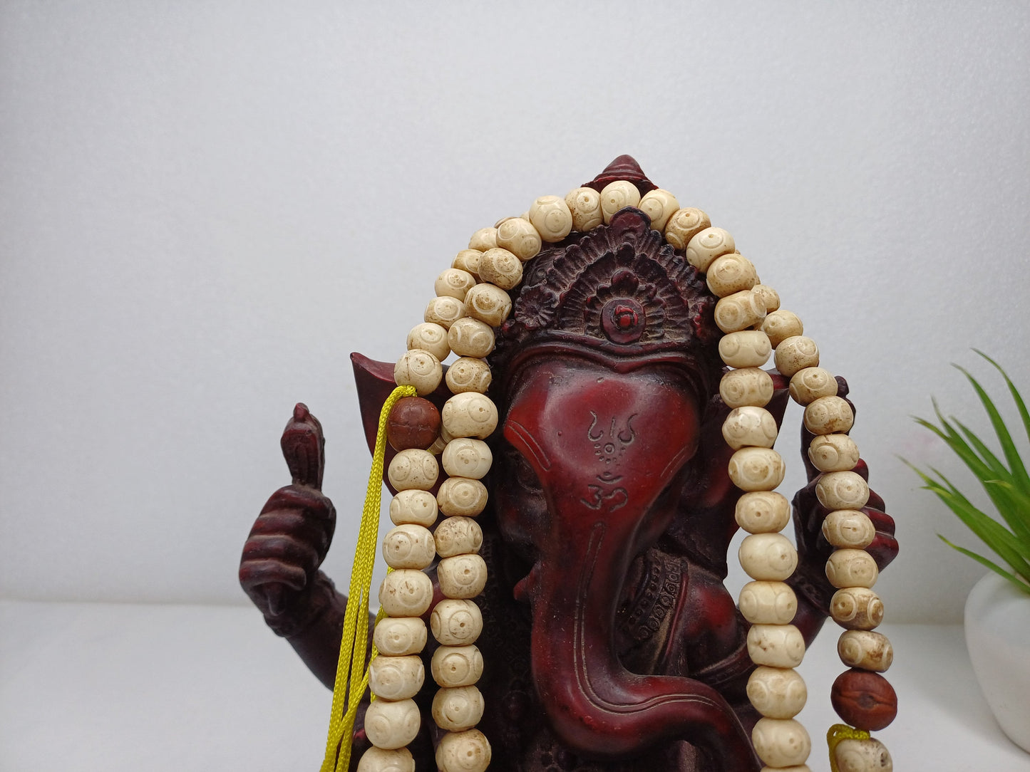 Handcrafted 108 Buddha Eye Yak Bone Meditation Mala With Yellow Counters Engraved Buddhist Prayer Beads,Tibetan Bone Rosary,Monk Prayer Mala