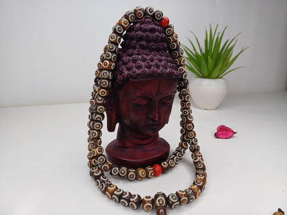 108 Brown Handcrafted Bone  Beads Yoga Meditation Mala Antique bone necklace Ethnic Jewellery  Buddhist Tibetan Prayer  Bone Disk Native