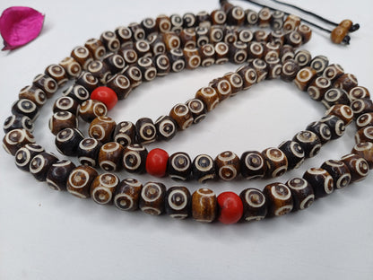 108 Brown Handcrafted Bone  Beads Yoga Meditation Mala Antique bone necklace Ethnic Jewellery  Buddhist Tibetan Prayer  Bone Disk Native