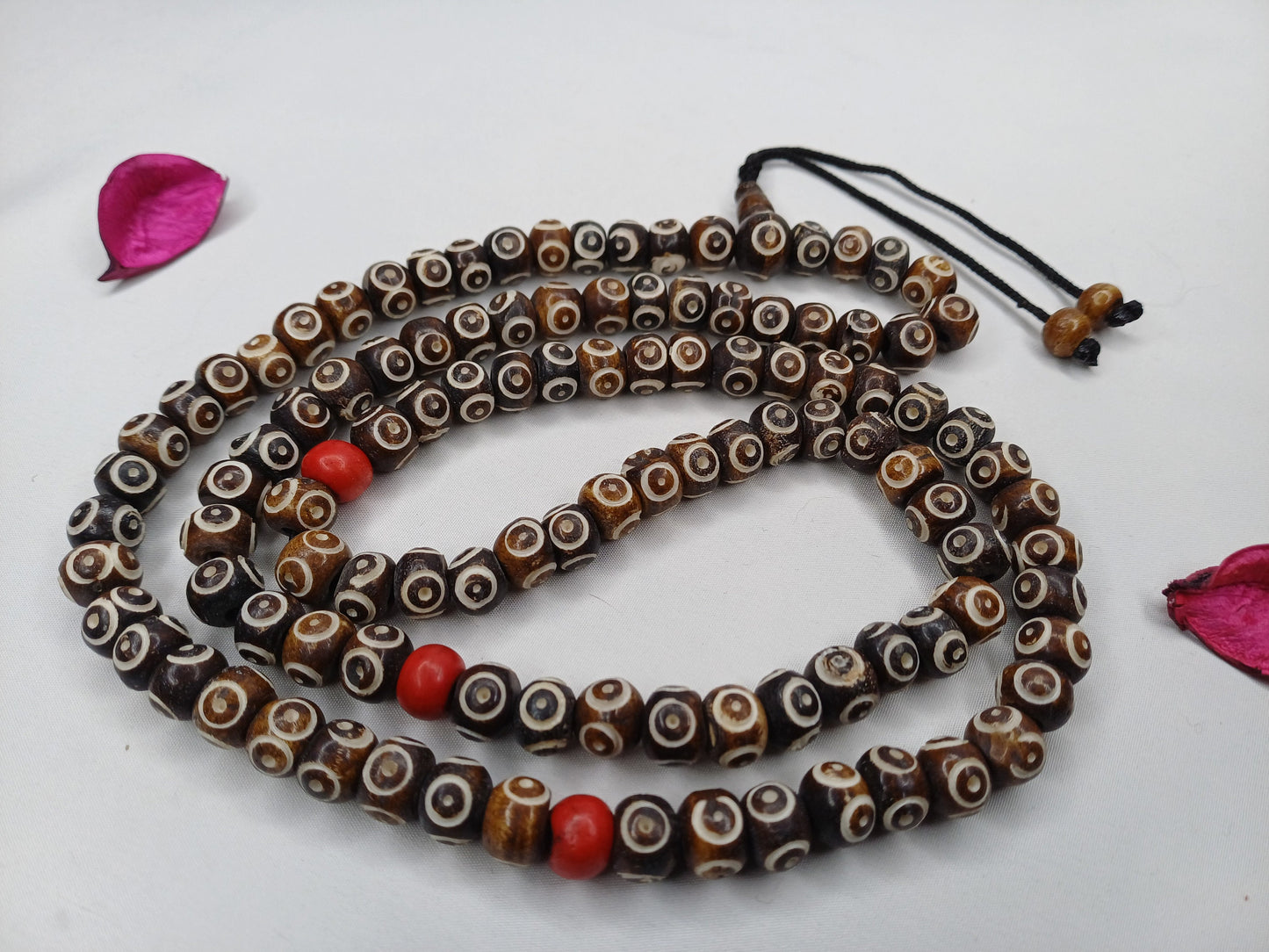 108 Brown Handcrafted Bone  Beads Yoga Meditation Mala Antique bone necklace Ethnic Jewellery  Buddhist Tibetan Prayer  Bone Disk Native