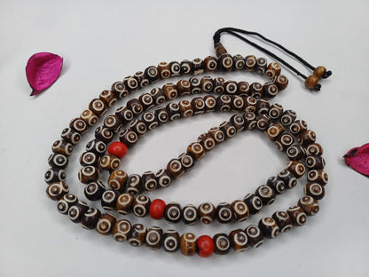 108 Brown Handcrafted Bone  Beads Yoga Meditation Mala Antique bone necklace Ethnic Jewellery  Buddhist Tibetan Prayer  Bone Disk Native