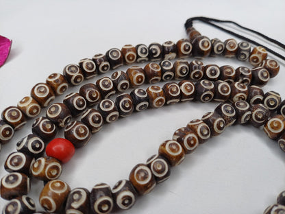 108 Brown Handcrafted Bone  Beads Yoga Meditation Mala Antique bone necklace Ethnic Jewellery  Buddhist Tibetan Prayer  Bone Disk Native