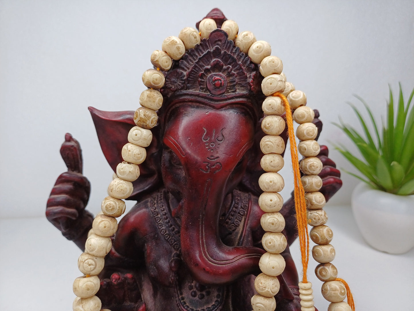 Handcrafted 108 White Buddha Eye Yak Bone Meditation Mala,Buddhist Prayer Beads,Engraved Tibetan Prayer Rosary,Ethnic Long Monk Bone Chain