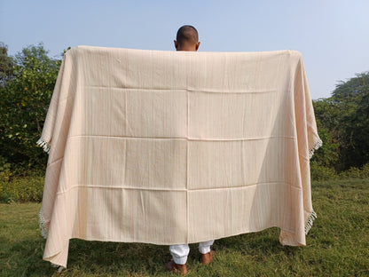 HIMADRI Large Handspun/Handwoven Pure Himalayan Yak Wool Blanket,Oversize Yak Meditation Shawl,Ethnic Indian Yak Prayer Blanket,Tibetan Yak