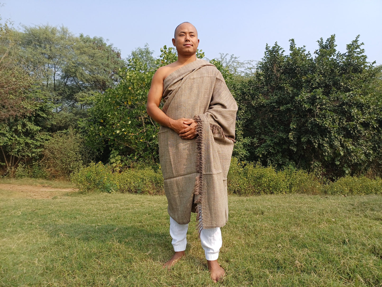 AADI X-Large Thick Brown Ethical Handwoven Pure Himalayan Yak Wool Meditation Blanket,Indian Yak Wool Prayer Wrap,Tibetan YakWool Prayer Zen