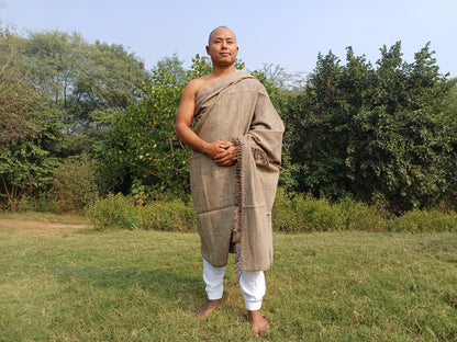 AADI X-Large Thick Brown Ethical Handwoven Pure Himalayan Yak Wool Meditation Blanket,Indian Yak Wool Prayer Wrap,Tibetan YakWool Prayer Zen