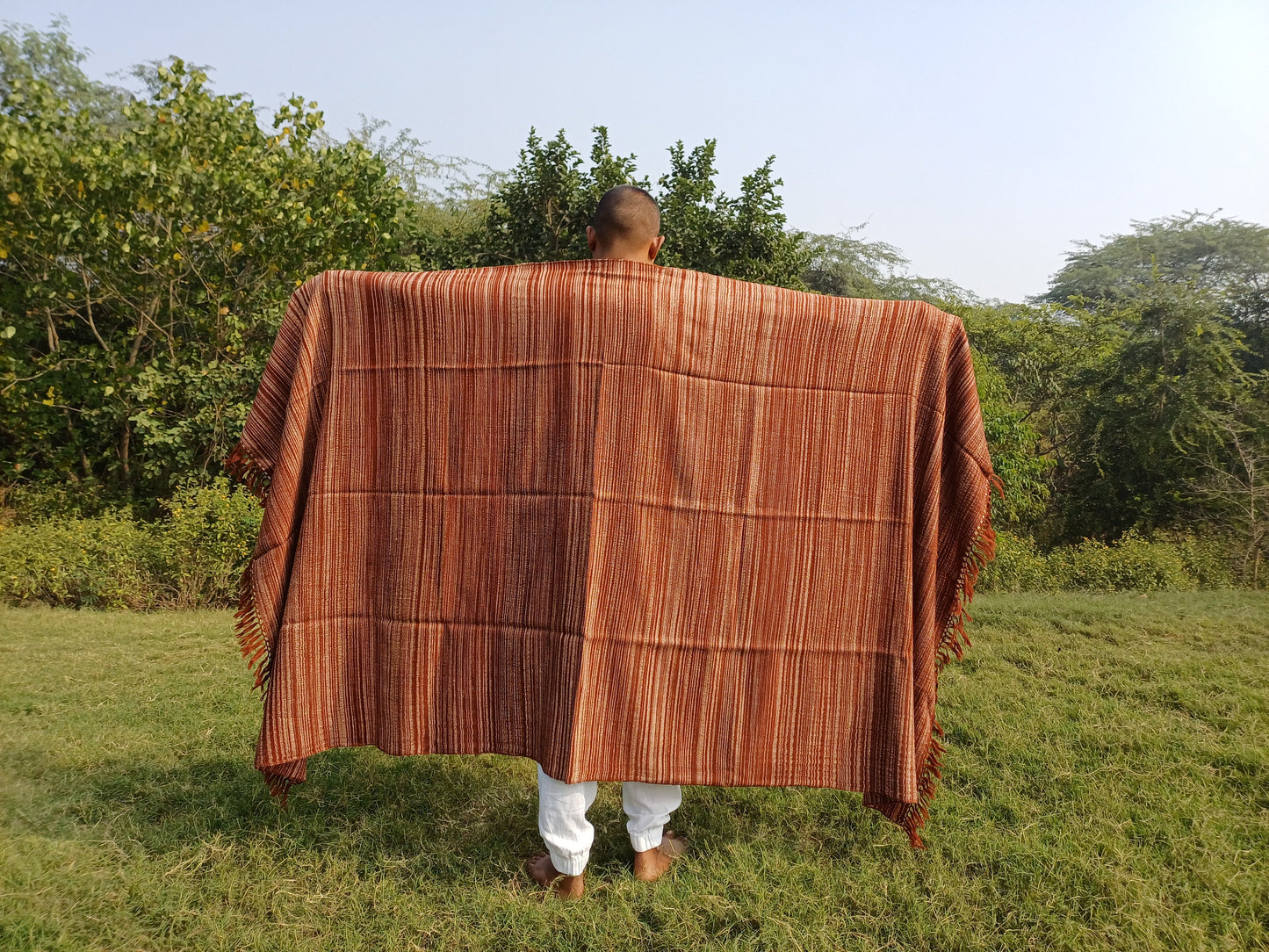 Large Thick Brown Handspun/Handwoven Himalayan Yak Wool Meditation Blanket,Tibetan Yak Wool Wrap,Ethnical Yak Wool Prayer Zen,Himalayan Yak