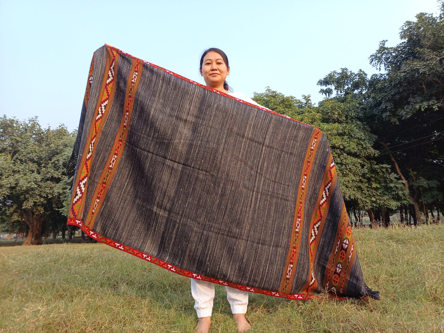 Handspun Handwoven Pure Himalayan Yak Wool Shawl,Oversized Yak Scarf,Ethnic Indian Yak Stole,Tibetan Yak Wool,Embroidered Himalayan Yak Wrap
