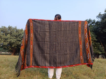 Handspun Handwoven Pure Himalayan Yak Wool Shawl,Oversized Yak Scarf,Ethnic Indian Yak Stole,Tibetan Yak Wool,Embroidered Himalayan Yak Wrap
