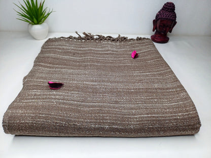 CHAKRA X-Large Thick Heavy Brown Handwoven Pure Himalayan Yak Wool Meditation Blanket,Tibetan Yak Wool Wrap,Himalayan YakWool Prayer Blanket