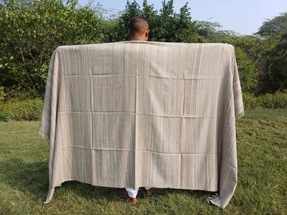 SWARG X-Large Thick Offwhite Handwoven Pure Himalayan Yak Wool Meditation Blanket,Oversized Indian Yak Wool Prayer Wrap,Tibetan Yak Blanket