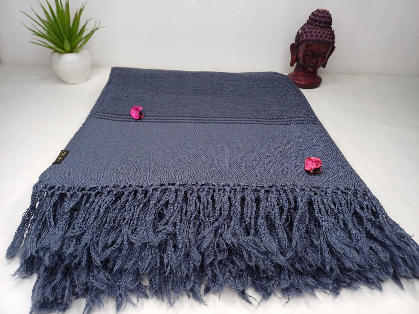 Large Size Blue Handwoven Pure Himalayan  Sheep Wool  Meditation Shawl,Ethnic Indian Blanket,Himalayan  Wool Prayer Wrap,Kullu Shawl