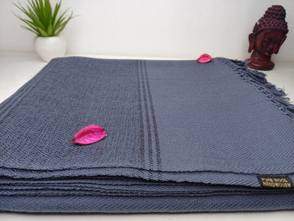 Large Size Blue Handwoven Pure Himalayan  Sheep Wool  Meditation Shawl,Ethnic Indian Blanket,Himalayan  Wool Prayer Wrap,Kullu Shawl