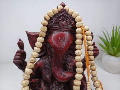 Handcrafted 108 White Budha Eye Yak Bone Meditation Mala,Engraved Buddhist Bone Beads,Tibetan Bone Prayer Rosary,Long Bone Chain Counters