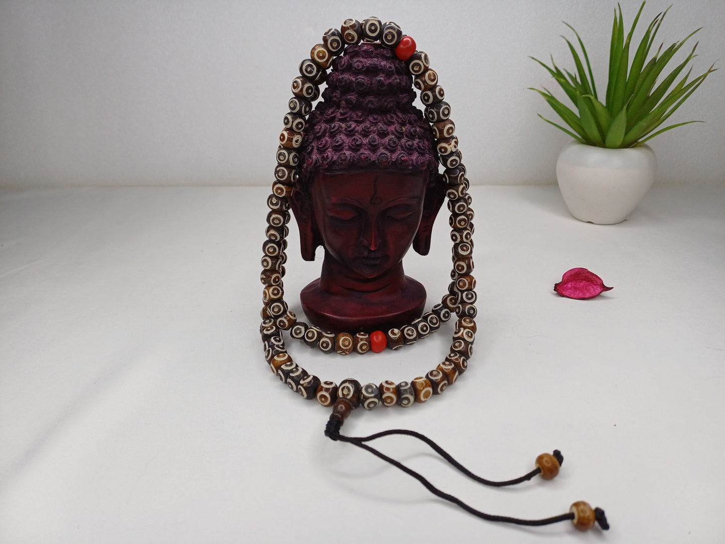 108 Brown Handcrafted Bone  Beads Yoga Meditation Mala Antique bone necklace Ethnic Jewellery  Buddhist Tibetan Prayer  Bone Disk Native