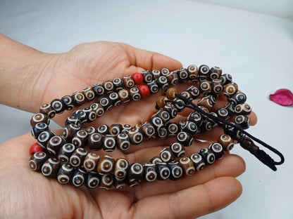 108 Brown Handcrafted Bone  Beads Yoga Meditation Mala Antique bone necklace Ethnic Jewellery  Buddhist Tibetan Prayer  Bone Disk Native