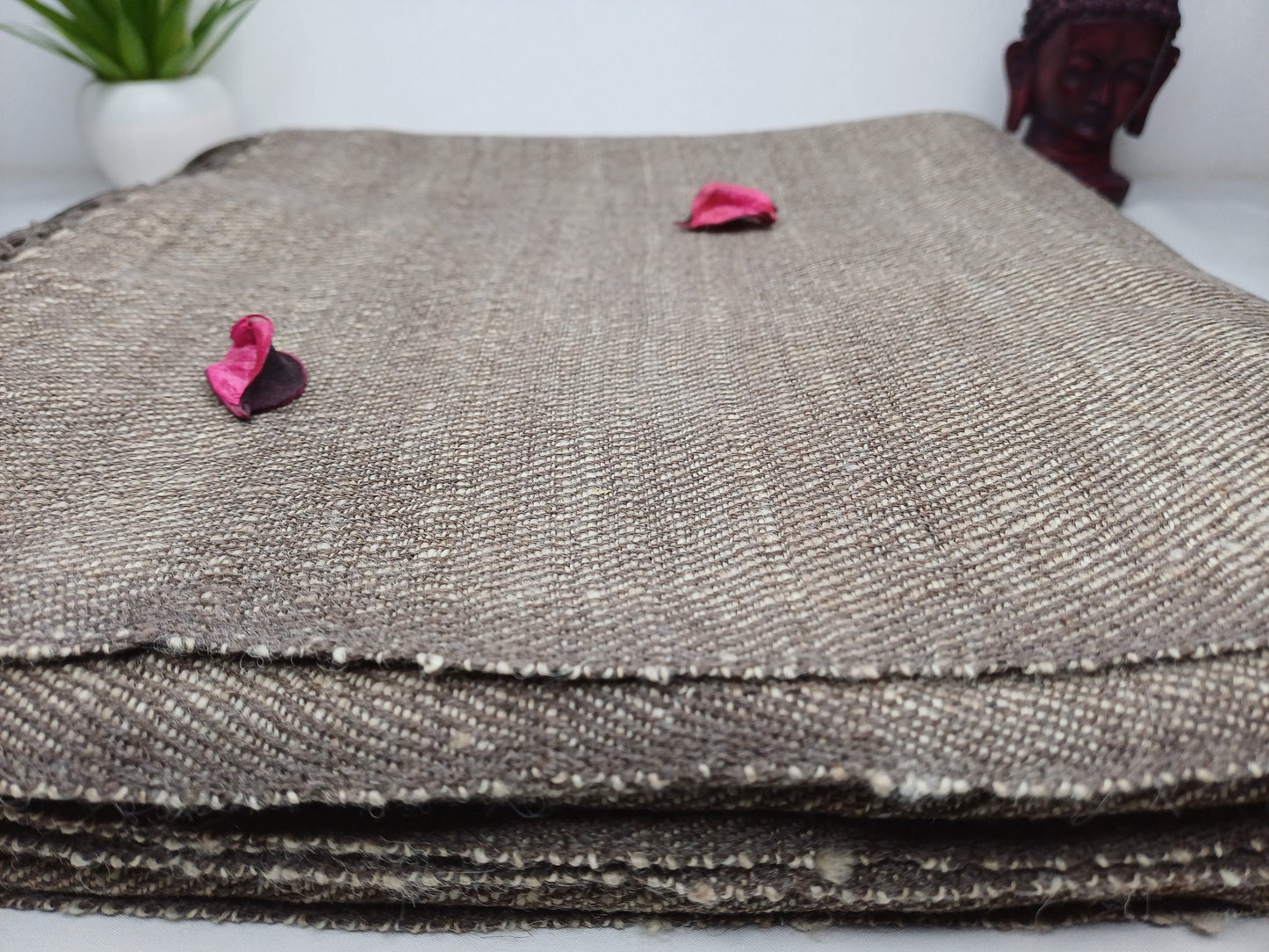 AADI X-Large Thick Brown Ethical Handwoven Pure Himalayan Yak Wool Meditation Blanket,Indian Yak Wool Prayer Wrap,Tibetan YakWool Prayer Zen
