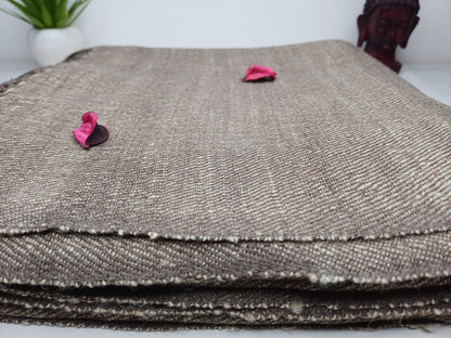 AADI X-Large Thick Brown Ethical Handwoven Pure Himalayan Yak Wool Meditation Blanket,Indian Yak Wool Prayer Wrap,Tibetan YakWool Prayer Zen