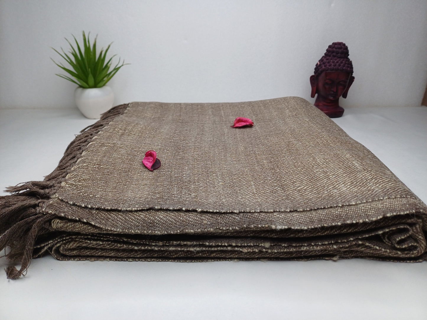 AADI X-Large Thick Brown Ethical Handwoven Pure Himalayan Yak Wool Meditation Blanket,Indian Yak Wool Prayer Wrap,Tibetan YakWool Prayer Zen