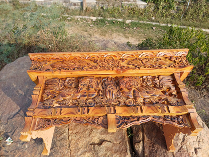 Handcarved Snow Lion Foldable Wooden Tibetan Buddhist Altar,Buddhist Prayer Table,Tibetan Meditation Altar,Traditional Tibetan Table