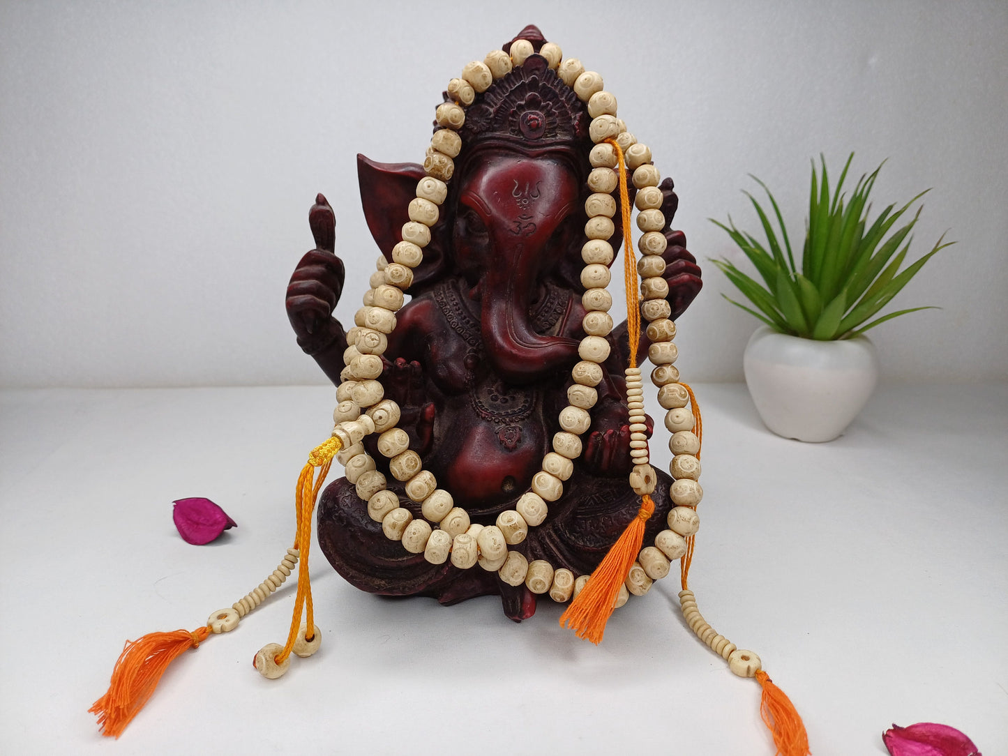 Handcrafted 108 White Buddha Eye Yak Bone Meditation Mala,Buddhist Prayer Beads,Engraved Tibetan Prayer Rosary,Ethnic Long Monk Bone Chain