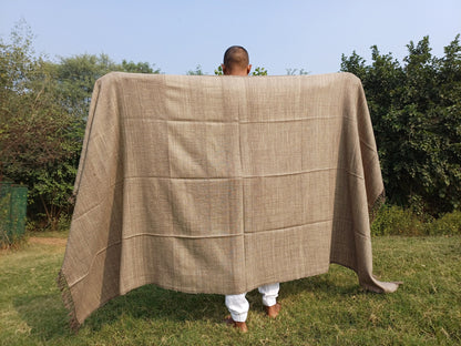 AADI X-Large Thick Brown Ethical Handwoven Pure Himalayan Yak Wool Meditation Blanket,Indian Yak Wool Prayer Wrap,Tibetan YakWool Prayer Zen