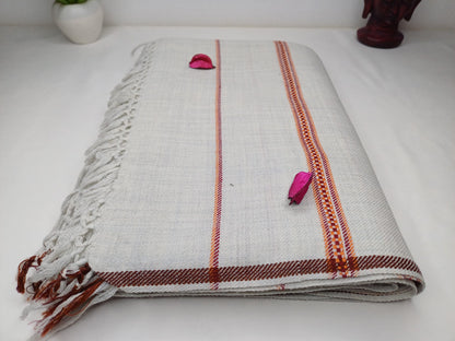 RUDRA Large Handwoven Offwhite Pure Himalayan Sheep Wool Meditation Shawl,Indian Prayer Blanket,Oversize Prayer Wrap,Ethnic Himalayan Wrap