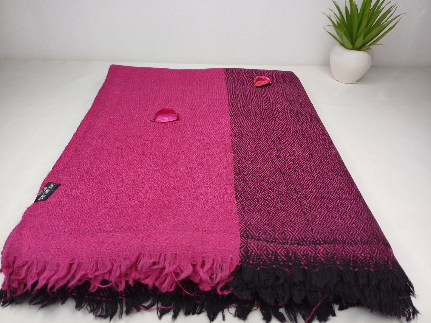 PINK TARA X-Large Handwoven Himalayan Angora Wool Buddhist Meditation Shawl,Himalayan Wool Prayer Blanket,Prayer Wrap,Ethnic Indian Blanket