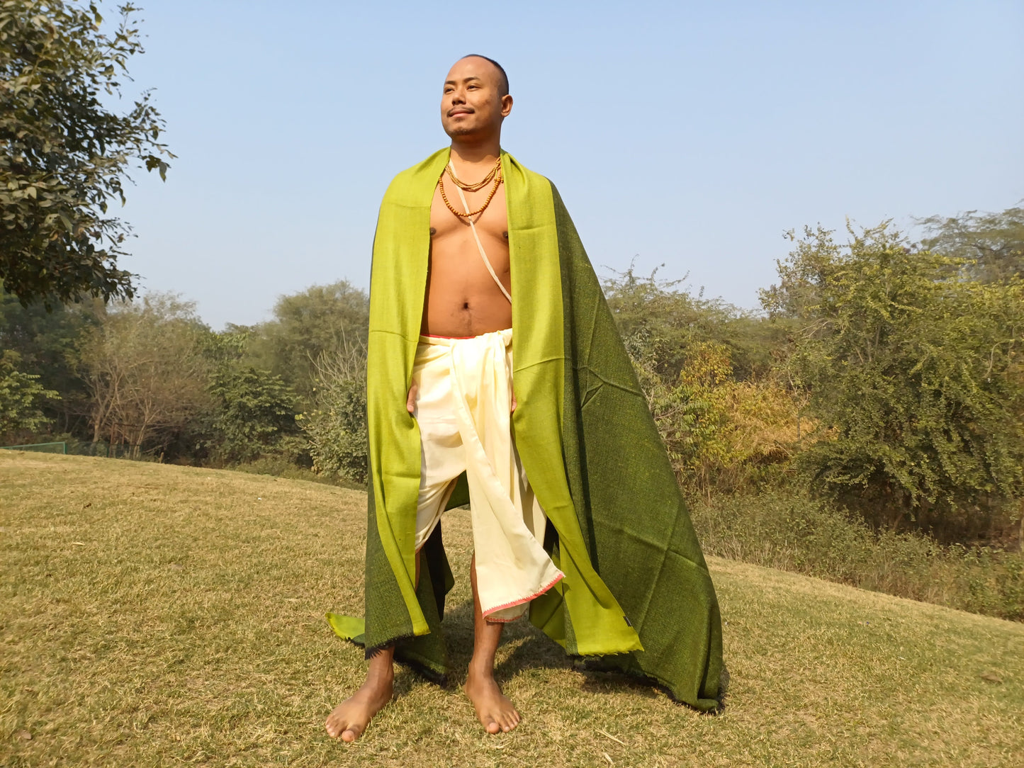 GREEN TARA X-Large Handwoven Himalayan Angora Wool Buddhist Meditation Shawl,Himalayan Wool Prayer Blanket,Tibetan Prayer Wrap,Indian Shawl