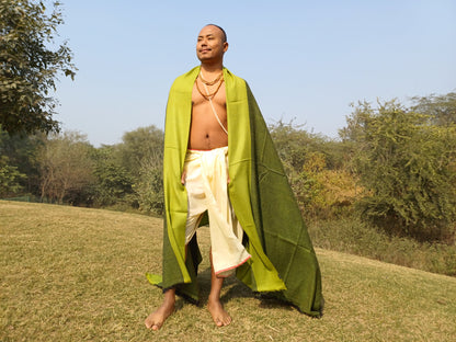 GREEN TARA X-Large Handwoven Himalayan Angora Wool Buddhist Meditation Shawl,Himalayan Wool Prayer Blanket,Tibetan Prayer Wrap,Indian Shawl
