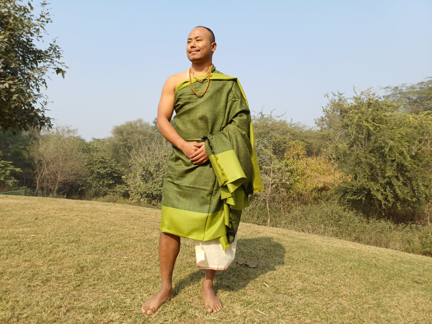 GREEN TARA X-Large Handwoven Himalayan Angora Wool Buddhist Meditation Shawl,Himalayan Wool Prayer Blanket,Tibetan Prayer Wrap,Indian Shawl