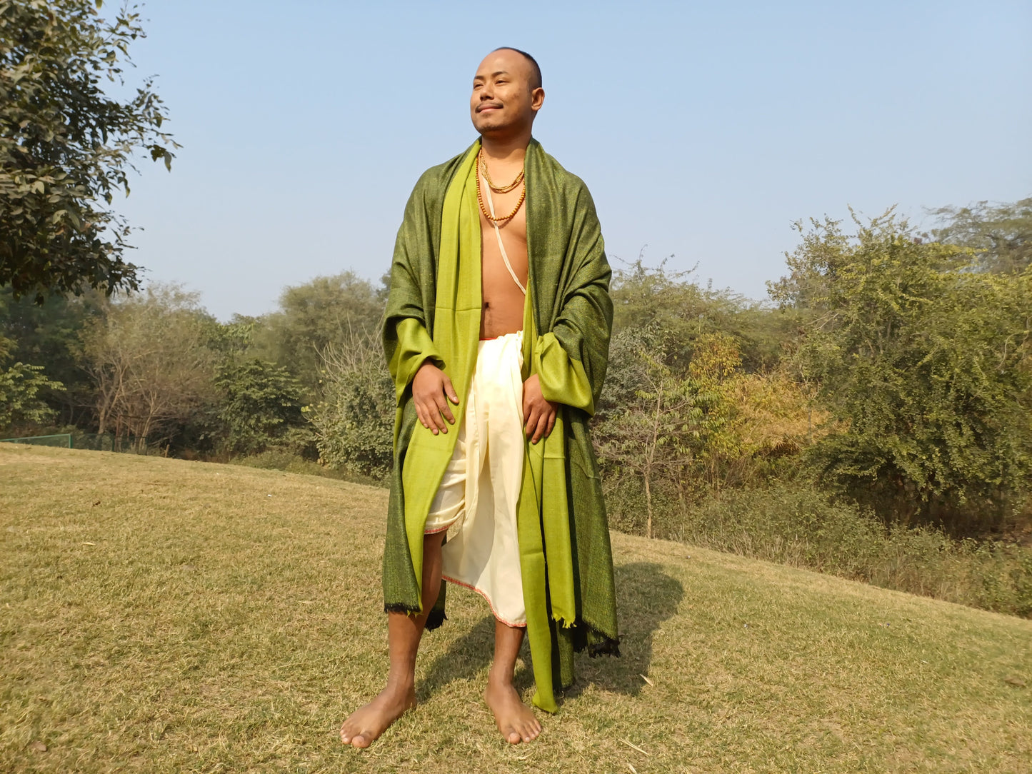 GREEN TARA X-Large Handwoven Himalayan Angora Wool Buddhist Meditation Shawl,Himalayan Wool Prayer Blanket,Tibetan Prayer Wrap,Indian Shawl
