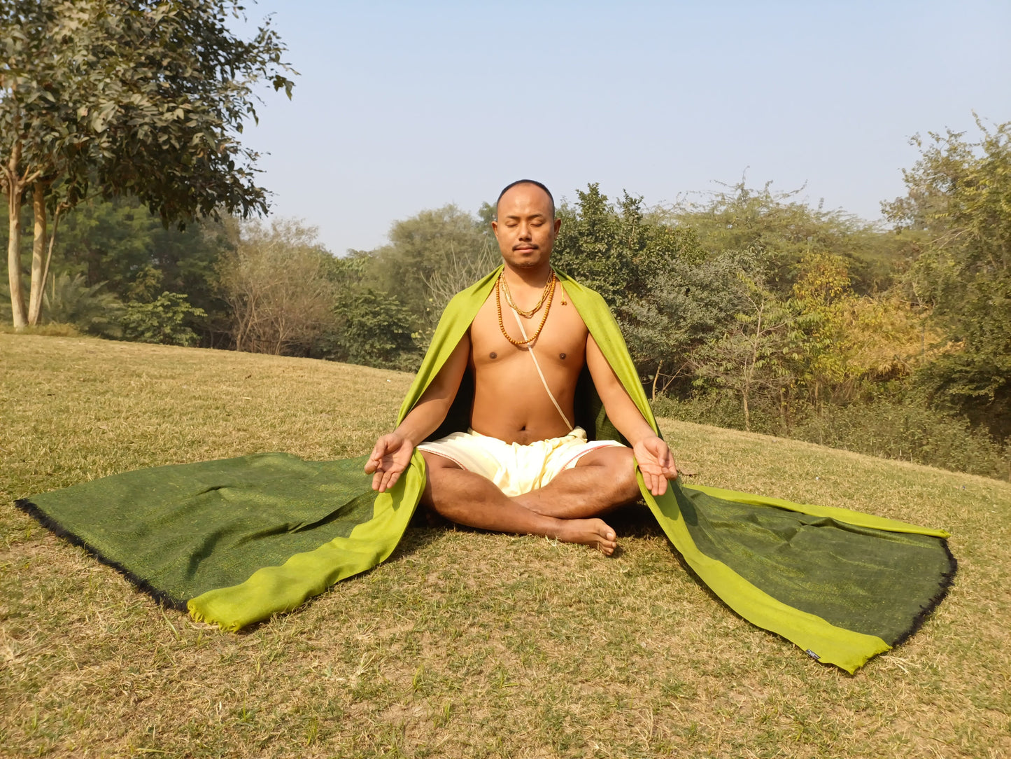 GREEN TARA X-Large Handwoven Himalayan Angora Wool Buddhist Meditation Shawl,Himalayan Wool Prayer Blanket,Tibetan Prayer Wrap,Indian Shawl