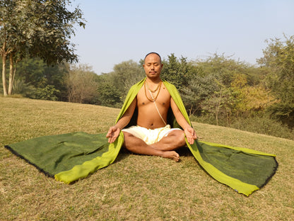 GREEN TARA X-Large Handwoven Himalayan Angora Wool Buddhist Meditation Shawl,Himalayan Wool Prayer Blanket,Tibetan Prayer Wrap,Indian Shawl