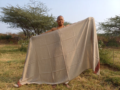 ANNAPURNA Large Naturally Dyed Handwoven Beige Pure Himalayan Yak Wool Prayer Blanket,Yak Meditation Shawl,Himalayan Yak  Prayer Wrap/Zen