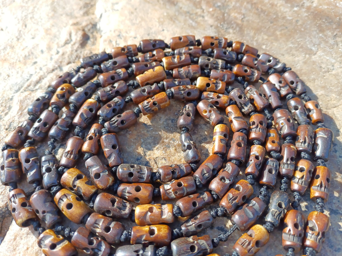108 Handcarved Hand-Knotted Meditation Skull Bone Beads,Antique bone necklace,Ethnic Bone Jewellery,Tibetan Buddhist Prayer Skull Bone Mala