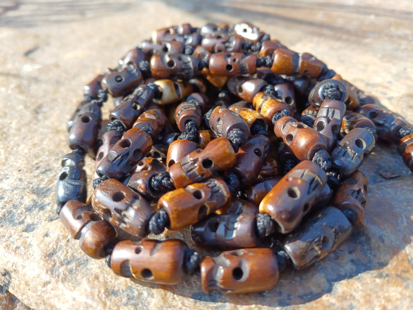 108 Handcarved Hand-Knotted Meditation Skull Bone Beads,Antique bone necklace,Ethnic Bone Jewellery,Tibetan Buddhist Prayer Skull Bone Mala