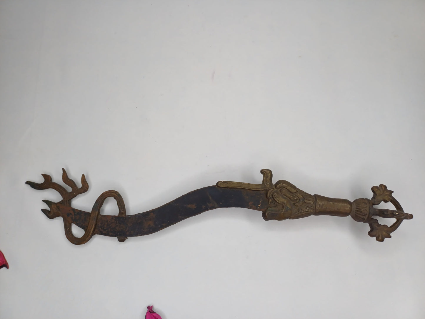 Antique Rare Buddhist Iron Wisdom Fire Ceremonial Kartika Sword,Sacred Buddhist Kartika Blade,Tantric Buddhist Knife,Buddhist Artifact
