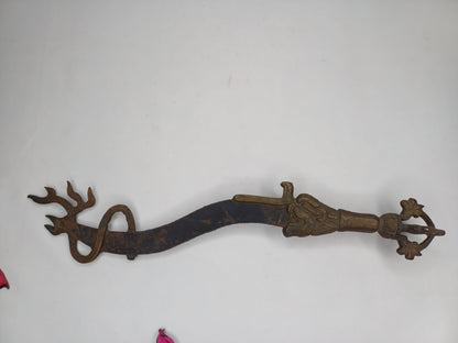 Antique Rare Buddhist Iron Wisdom Fire Ceremonial Kartika Sword,Sacred Buddhist Kartika Blade,Tantric Buddhist Knife,Buddhist Artifact