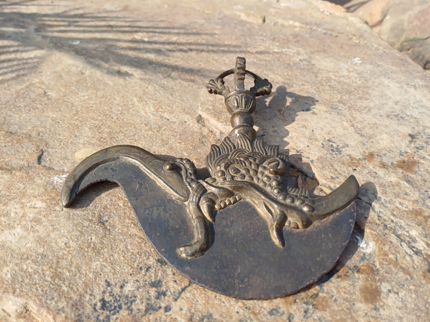 Antique Rare Buddhist Iron Wisdom Fire Ceremonial Kartika Blade,Sacred Buddhist Kartika Blade,Tantric Buddhist Knife,Buddhist Artifact