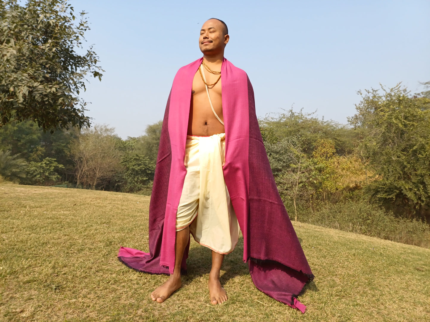 PINK TARA X-Large Handwoven Himalayan Angora Wool Buddhist Meditation Shawl,Himalayan Wool Prayer Blanket,Prayer Wrap,Ethnic Indian Blanket
