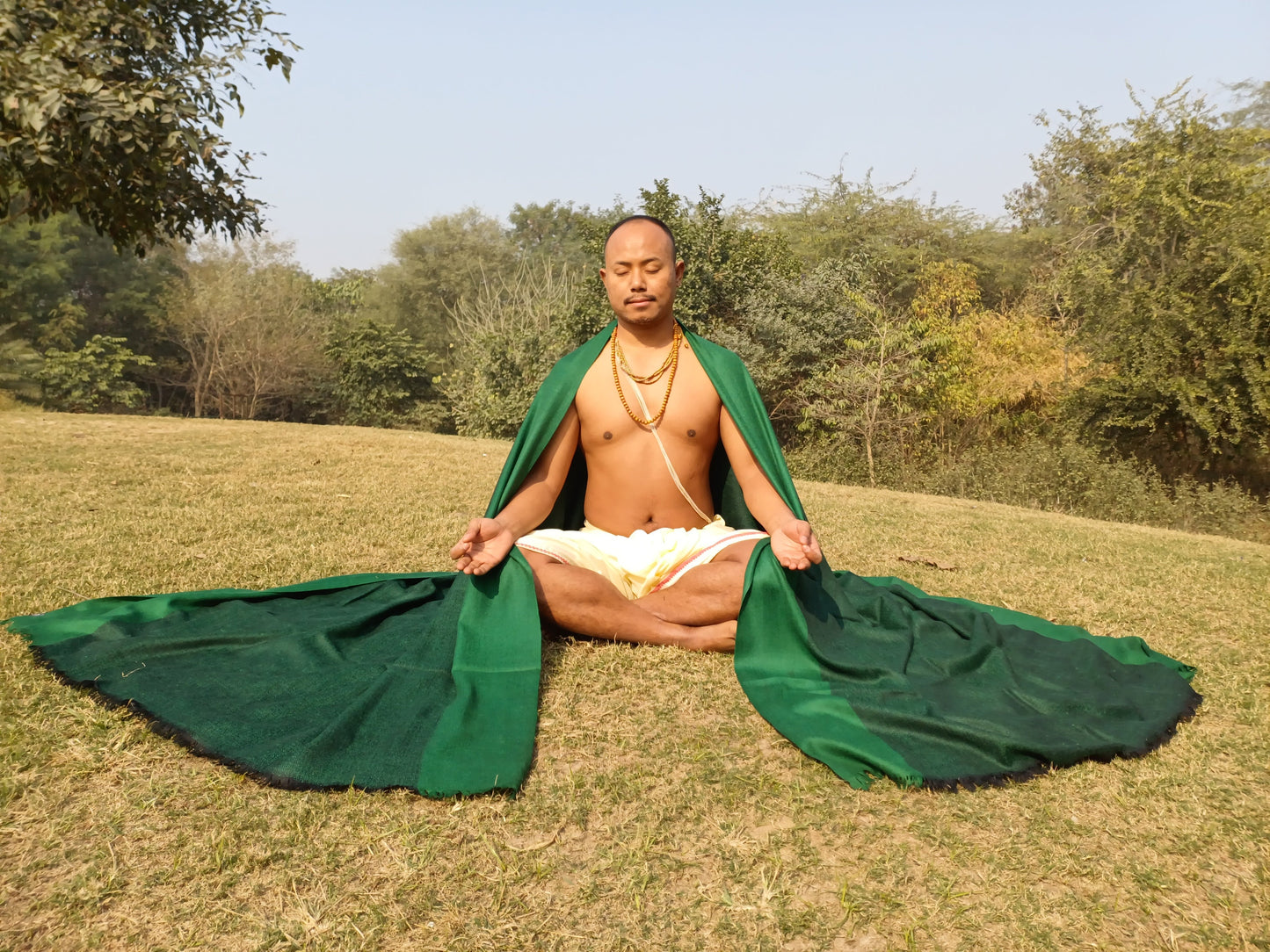 GREEN TARA X-Large Handwoven Himalayan Pure Angora Wool Buddhist Meditation Shawl,Ethnic Himalayan Wool Prayer Yoga Wrap,Tibetan Prayer Zen