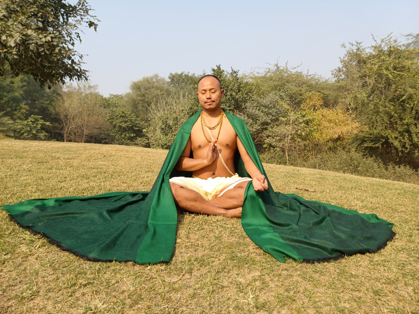 GREEN TARA X-Large Handwoven Himalayan Pure Angora Wool Buddhist Meditation Shawl,Ethnic Himalayan Wool Prayer Yoga Wrap,Tibetan Prayer Zen