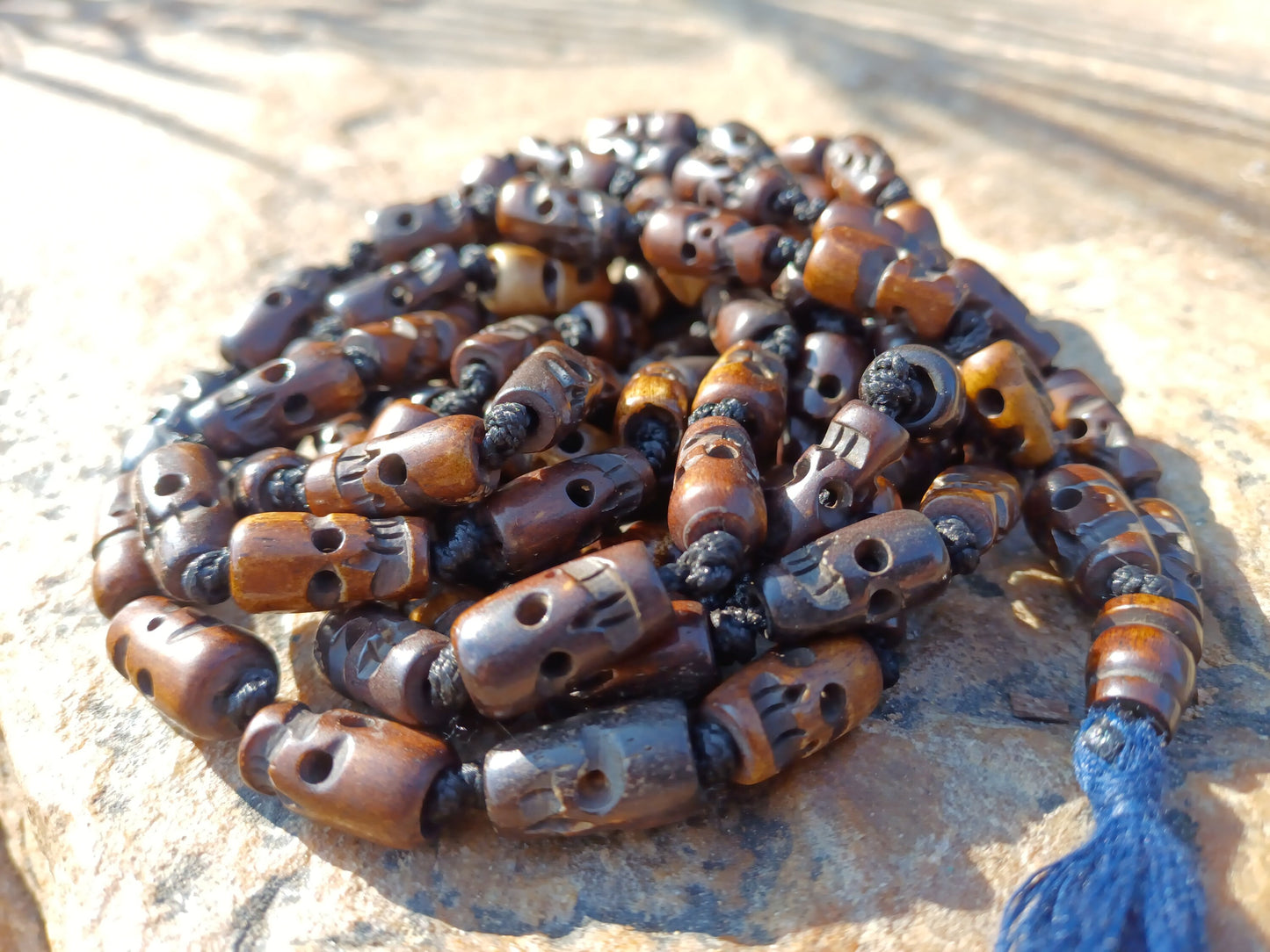 108 Handcarved Hand-Knotted Meditation Skull Bone Beads,Antique bone necklace,Ethnic Bone Jewellery,Tibetan Buddhist Prayer Skull Bone Mala