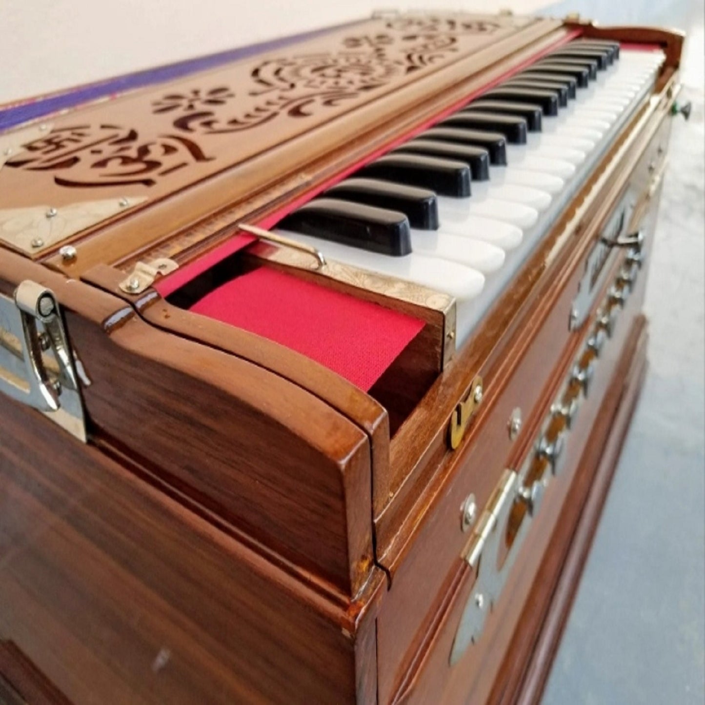 Scale Changer 3 Line 9 Scale Professional Teakwood Body Harinaam Harmonium,Daily Kirtan Spiritual Music