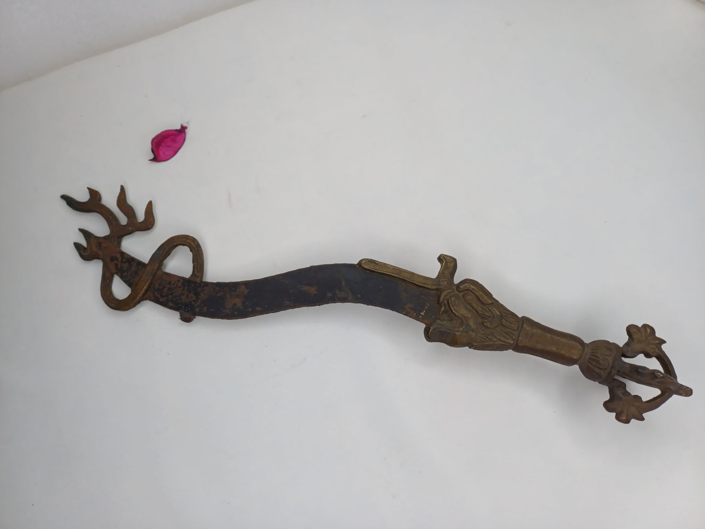 Antique Rare Buddhist Iron Wisdom Fire Ceremonial Kartika Sword,Sacred Buddhist Kartika Blade,Tantric Buddhist Knife,Buddhist Artifact