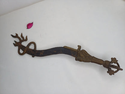 Antique Rare Buddhist Iron Wisdom Fire Ceremonial Kartika Sword,Sacred Buddhist Kartika Blade,Tantric Buddhist Knife,Buddhist Artifact