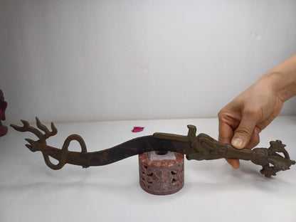 Antique Rare Buddhist Iron Wisdom Fire Ceremonial Kartika Sword,Sacred Buddhist Kartika Blade,Tantric Buddhist Knife,Buddhist Artifact